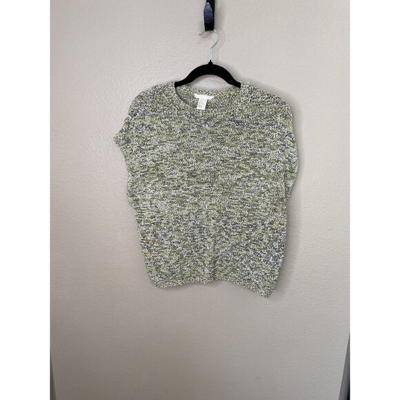 H&M Womens Green‎ Sweater Medium short sleeve polyester round neck knit - Picture 1 of 6